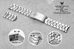 Wise Adamascus ADX 904L tool-less bracelet (adjustable clasp, quick-release spring bars, tool-less link removal)