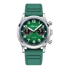 Addiesdive AD2516 with green dial and black sub-dials on a green FKM strap
