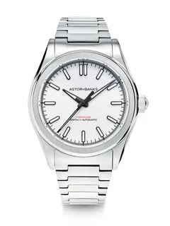 Astor+Banks Fortitude Lite, polar white dial, on steel bracelet