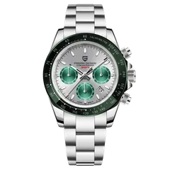 Pagani Design PD-1644 Black Green with silver dial, green sub-dials and dark green bezel