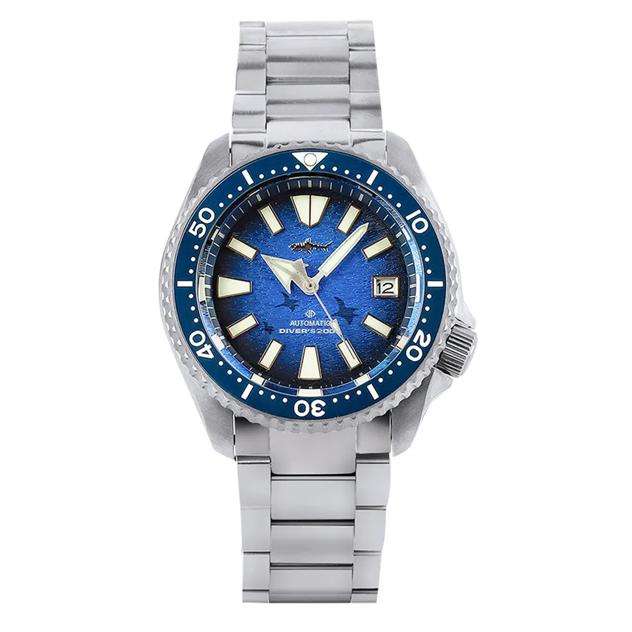 Heimdallr Titanium SKX007 with blue dial and blue ceramic bezel on titanium bracelet