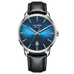 Cadisen C8173 automatic with blue gradient dial on a black leather strap
