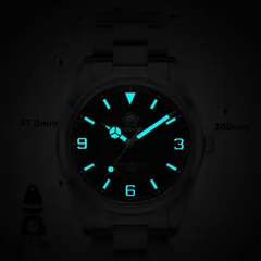 Addiesdive AD2112 lume shot, hands and markers glowing blue-green