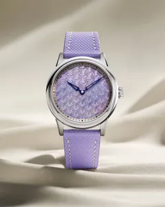 Selten Jui Bauhinia Purple, purple-tinted guilloche mother-of-pearl dial, on lilac rubber strap