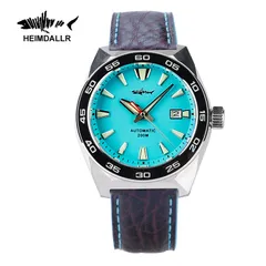 Heimdallr G-odzilla with coral blue (turquoise) dial on leather strap