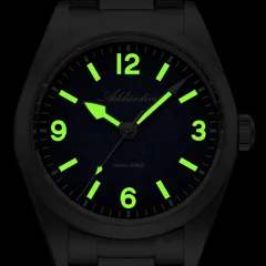 Addiesdive AD2544 lume shot, with green-glowing numerals, markers and hands