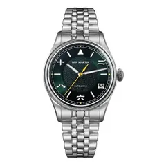 San Martin SN033-C with green dial on five-link steel bracelet