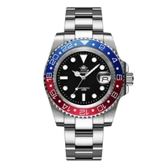 Addiesdive H3AC with black dial and a two-tone blue and red ceramic bezel with a 24-hour scale (Two Color Sub listing photo)