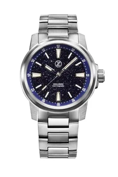 Zelos Aurora Field 42mm Ti, dark blue aventurine glass dial