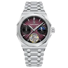 Pagani Design PD-YS036 with dark red dial in a steel case and bracelet