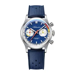 Addiesdive AD2529 with dark blue dial, white sub-dials and dark blue FKM strap