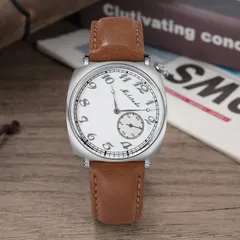 Militado ML11 with white dial and applied silver numerals on brown leather strap