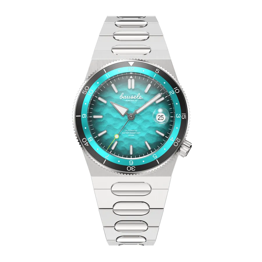 Bausele Elemental Oceanic Blue, front view on the integrated bracelet