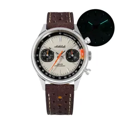 Militado ML23 chronograph with cream with black subdials dial on brown leather strap