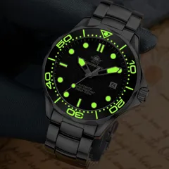 Addiesdive AD2106 C3 version lume shot, dial and bezel glowing green