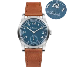 Militado ML01 (K1) with Grained Blue small-seconds dial on leather strap