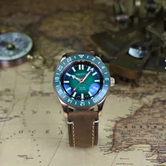 Aquatico Bronze Raider Tritium GMT with green dial and green 24-hour bezel