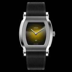 MAEN Grand Tonneau Ultra Thin MNL.08 with yellow fumé dial on black rubber strap