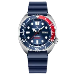 Pagani Design PD-1696 with blue dial and blue and red bezel on blue rubber strap