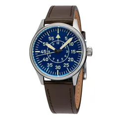 Islander 39mm Automatic Pilot ISL-110 with blue Type-B dial and no date, on brown leather strap