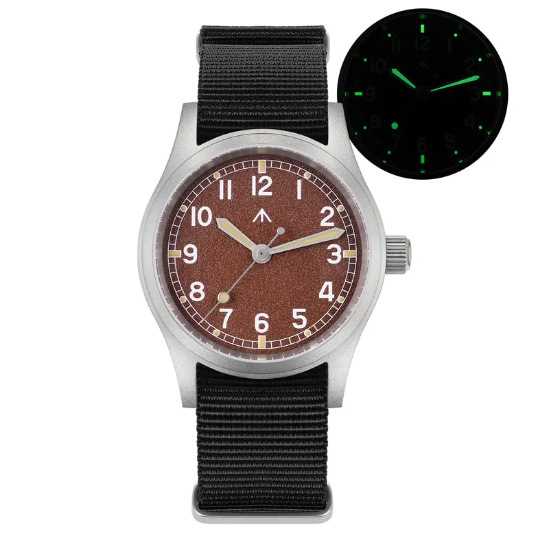 Militado ML12 with grained red-brown dial on black nylon strap
