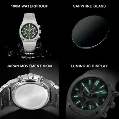 Cadisen C7062 feature image (100M waterproof, sapphire glass, VK63 movement, solid caseback, lume)
