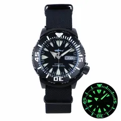 Heimdallr Sharkey Ocean Monster in black PVD with black dial and silver hands on nylon band