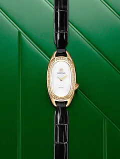 March LA.B Oblongue Diamants Or, 5-micron gold-plated case, diamond-set bezel