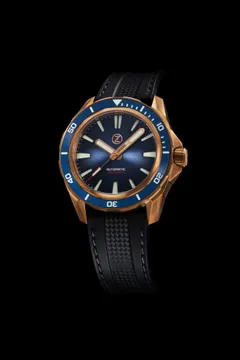 Zelos Swordfish Bronze 300m Diver NH35, blue sunburst dial and blue ceramic bezel