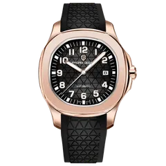 Pagani Design PD-YS031 with rose-gold-tone case and black dial on black strap