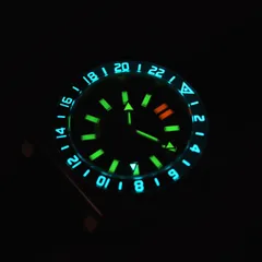 Aquatico Steel Man GMT tritium and bezel lume shot