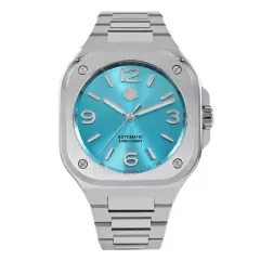 San Martin SN074-G with sunray light blue dial on integrated bracelet