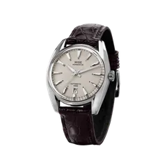 Wise Adamascus AD791A in 904L steel, silk grey enamel dial, on dark brown crocodile strap