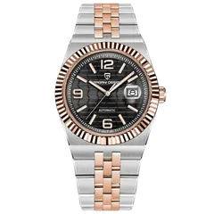 Pagani Design PD-YS027 with black dial, rose-gold-tone fluted bezel and two-tone bracelet
