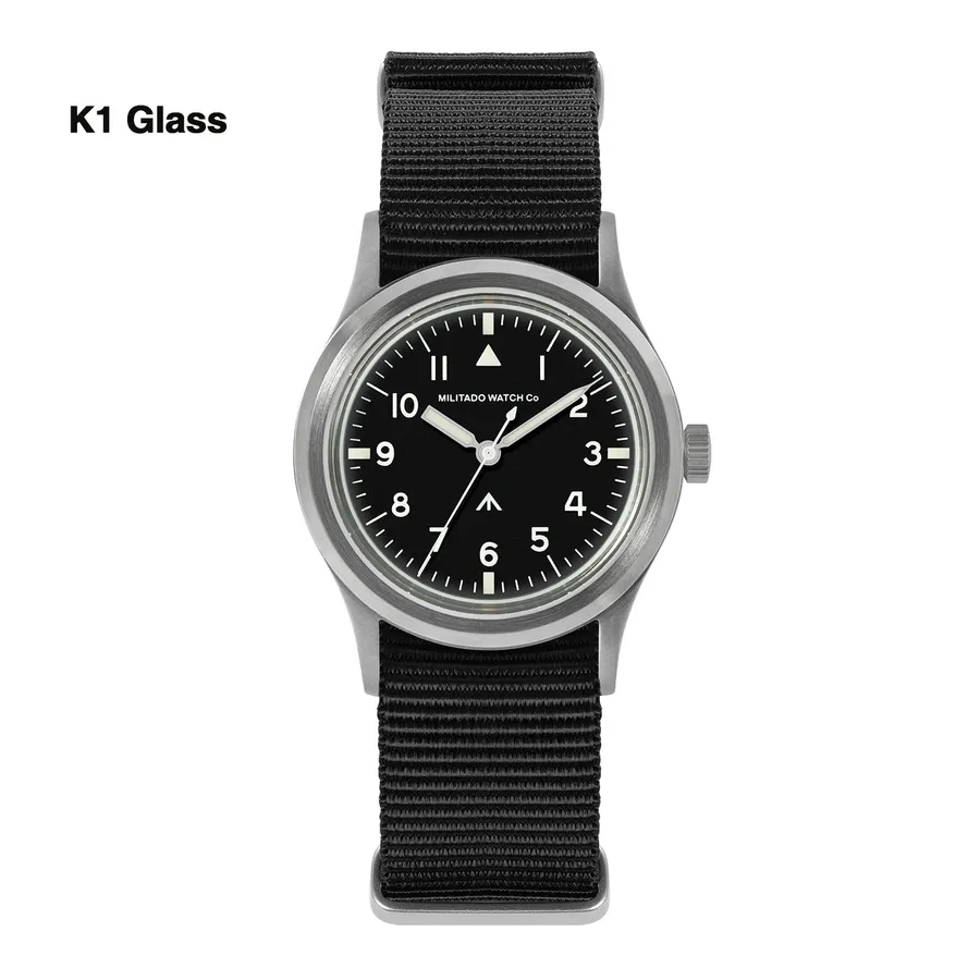 Militado ML14 V2 (VH31, K1), BGW9 dial, on black nylon strap