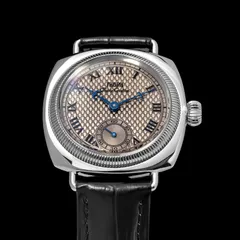 Thorn T002 with champagne diamond-grid dial on a black leather strap