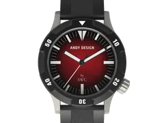 Santurce Collection Esnórquel Andy's Watches edition with red fumé "Andy Design" dial on black rubber strap