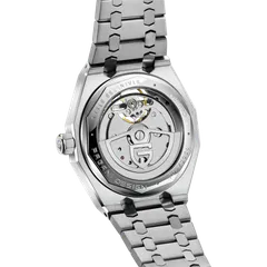 Pagani Design PD-YS036 display caseback engraved PD-YS036, 100M and Stainless steel, showing an automatic movement with a skeletonised Pagani Design rotor