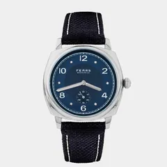 Fears Brunswick Pt in platinum with Fears Blue dial and diamond markers on a black Kevlar strap