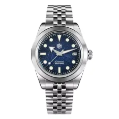San Martin SN0053-G2 39mm with textured blue gradient dial on five-link jubilee bracelet