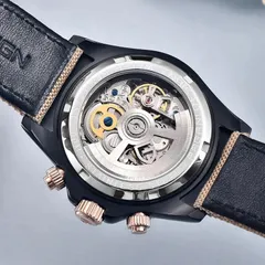 Pagani Design PD-1732 display caseback engraved Water resistant 100M, showing a skeletonised rotor