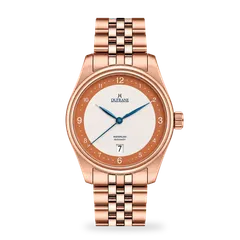 DuFrane Waterloo, rose gold PVD case, white linen dial