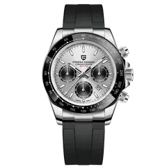 Pagani Design PD-1664 with steel case and silver-grey dial on rubber strap
