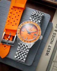Timefactors Smiths Caribbean 1000 PRS-55, orange dial and bezel, with orange tropic strap