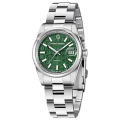 Pagani Design PD-1794L with green monogram-textured dial and polished steel bezel