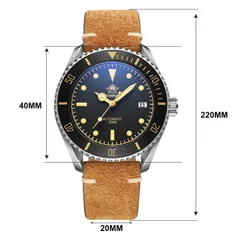 Addiesdive AD2101 dimension graphic (40mm across the bezel, 20mm, 220mm)