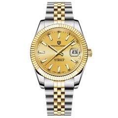 Pagani Design PD-1645 with champagne dial, gold-tone fluted bezel and two-tone Jubilee bracelet
