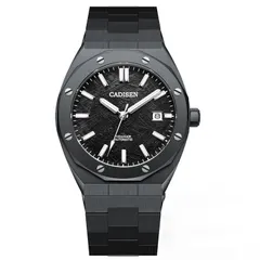 Cadisen C8193 with black meteorite-pattern dial in a black-tone case and bracelet