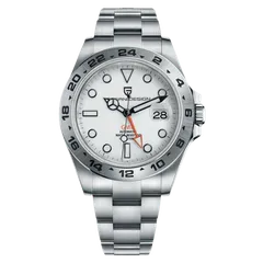 Pagani Design PD-1682 GMT with white dial and orange GMT hand on Oyster-style bracelet