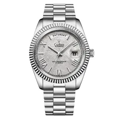 Cadisen C8185 with white meteorite-pattern dial in a steel case